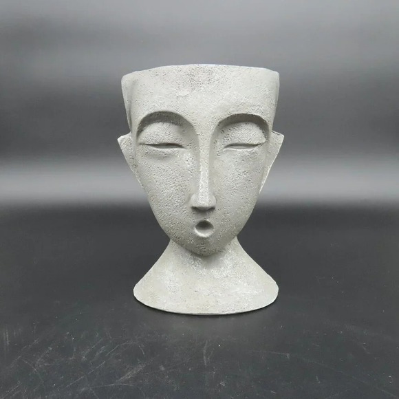 Other - Grey Face Resin Planter 6.25"W x 7"H